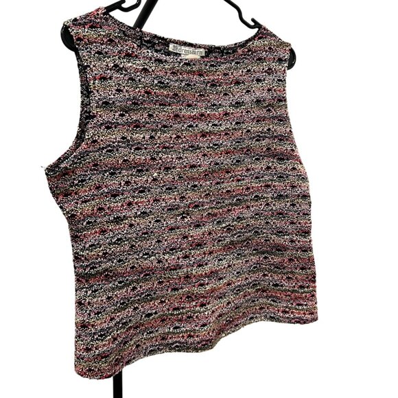 Dressbarn Multicolor Red Black Gray Tweed Sleeveless Top - Picture 3 of 7
